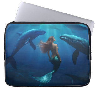 Schönes Meerjungschwimmen mit Humpbackwalen, Laptopschutzhülle