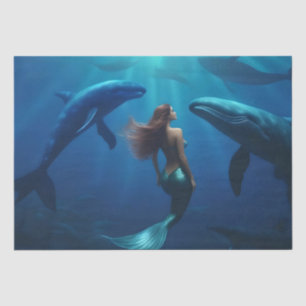 Schönes Meerjungschwimmen mit Humpbackwalen, Seidenpapier