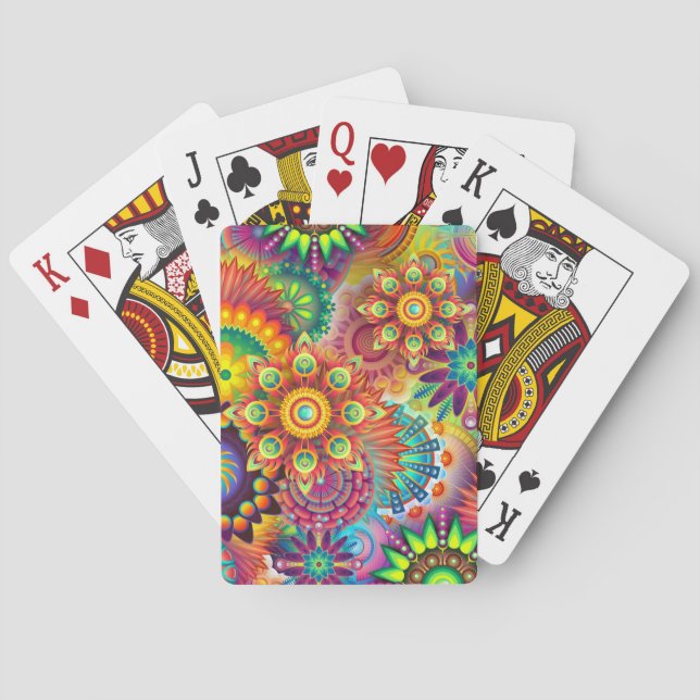 Schönes mehrfarbiges Mandala-Muster Spielkarten (Rückseite)