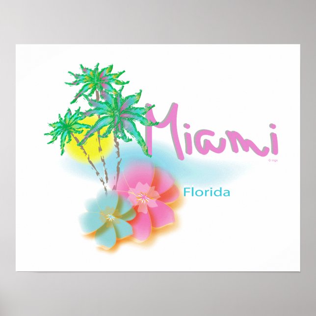 Schönes Miami, Florida, Palmen Poster (Vorne)