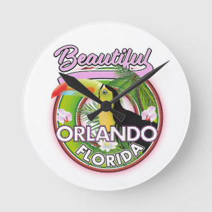 Schönes Miami Orlando Reise Logo Runde Wanduhr