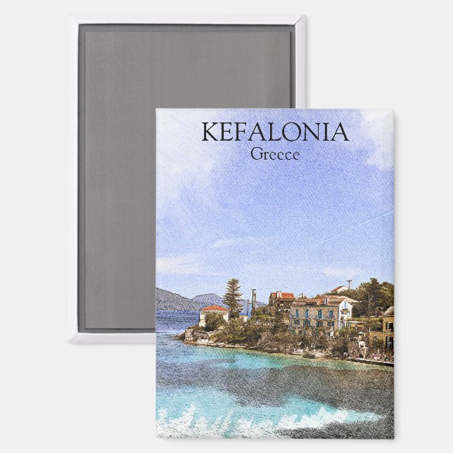 Schönes Minimal Kefalonia Griechenland Malerei Magnet (Vorderseite/Rückseite)