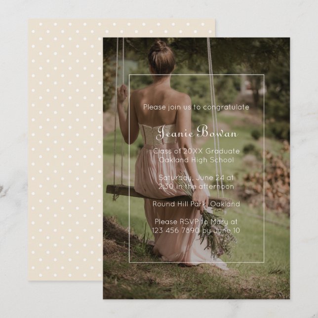 Schönes Minimalistisch Graduiertenparty-Foto Einladung (Vorne/Hinten)