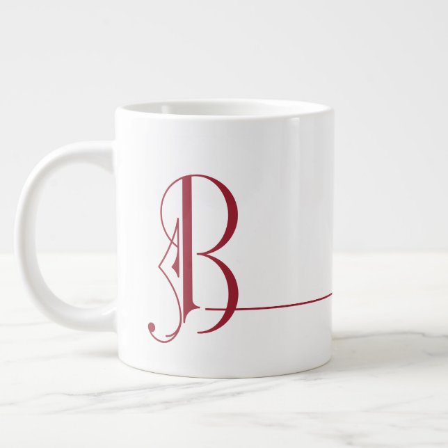 Schönes Minimalistisches Monogramm B Jumbo-Tasse (Links)