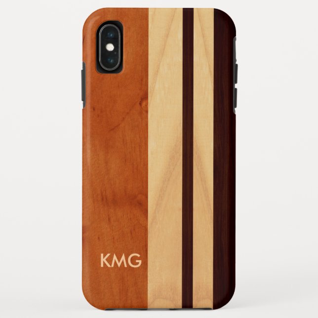 Schönes mit Monogramm Holz Stripes Muster Case-Mate iPhone Hülle (Rückseite)