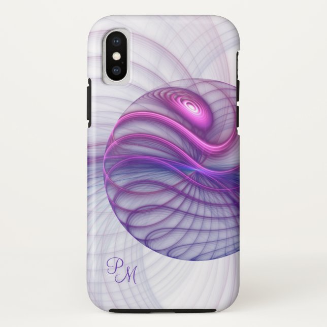 Schönes, modernes Abstraktes Fraktal Pink-Initiale Case-Mate iPhone Hülle (Rückseite)