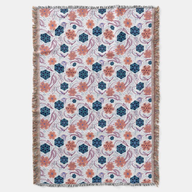 Schönes, modernes Blumenmuster - weiß Decke (Vorderseite Vertikal)