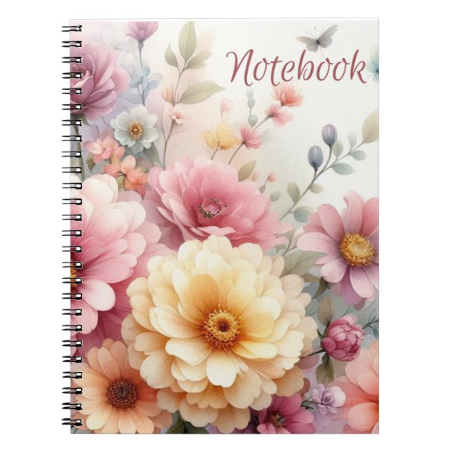 Schönes, modernes Feminine Pastel Blume Notebook Notizblock (Vorderseite)