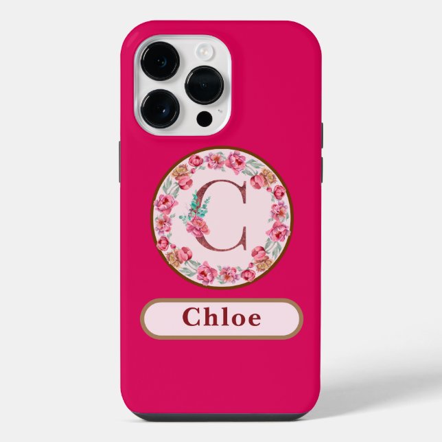 Schönes Monogramm C Blumenmuster  iPhone Hülle (Rückseite)