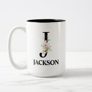 Schönes monogrammiertes Initial J Zweifarbige Tasse