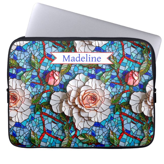 Schönes Mosaik-Blume Muster Personalisiert Laptopschutzhülle (Vorderseite)