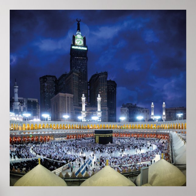 Schönes Moschee Nacht Mecca Islamisches Geschenk Poster (Vorne)