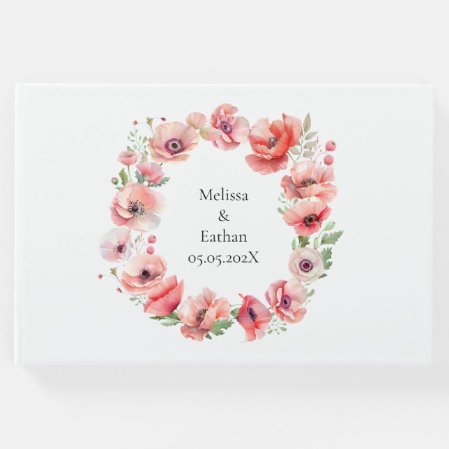 Schönes Motiv in Rosa und Rot-Mohn-Blume Gästebuch (Vorderseite)