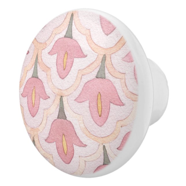 Schönes Muster der Aquarellblume Hübsch rosa Keramikknauf (Rechts)