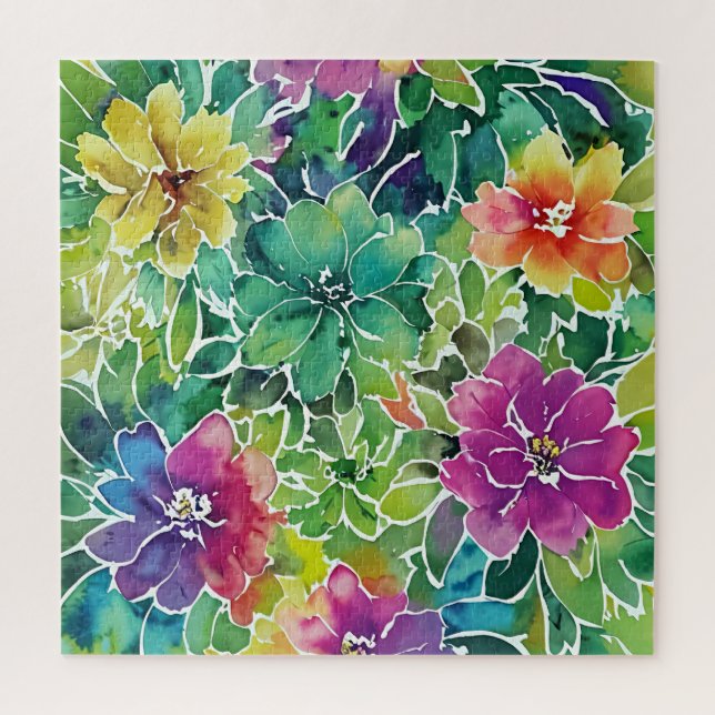 Schönes Muster für die Aquarellfarben-Blume Puzzle (Vertikal)