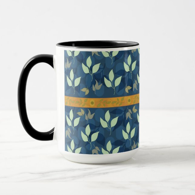 Schönes Muster für Grüne und Blaue Blätter Tasse (Links)
