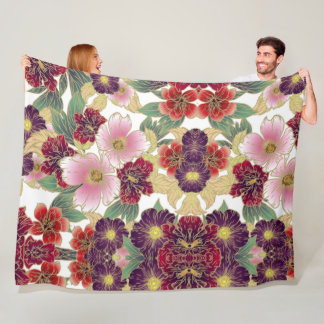 Schönes Muster mit grün-rosa floralen Elementen Fleecedecke