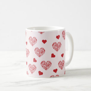 schönes Muster mit roten Herzen Kaffeetasse