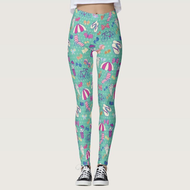 Schönes Muster mit Sommer-Elementen Leggings (Vorderseite)