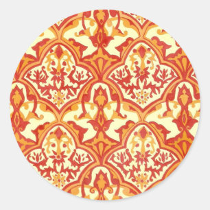 SCHÖNES MUSTER - Rot & Orange Runder Aufkleber