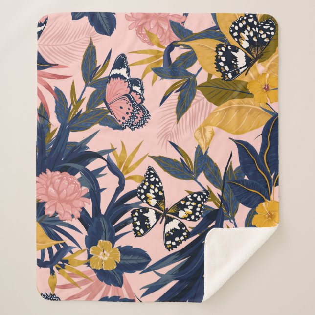 Schönes, nahtlos künstlerisches tropisches Muster Sherpadecke (Vorderseite)