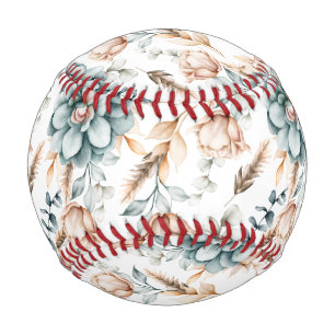 Schönes, nahtloses Blumenmuster mit Vintagem Baseball