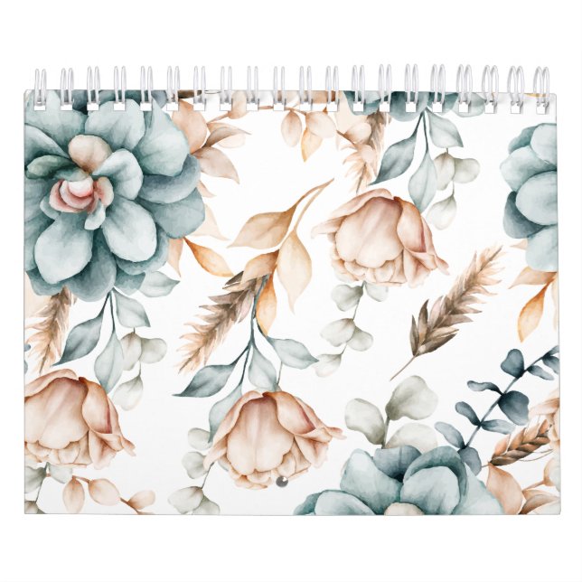 Schönes, nahtloses Blumenmuster mit Vintagem Kalender (Titelbild)