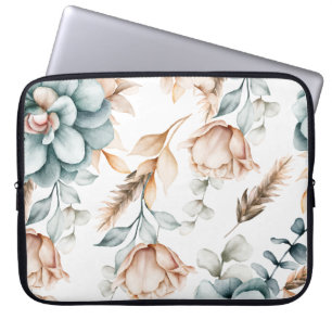Schönes, nahtloses Blumenmuster mit Vintagem Laptopschutzhülle