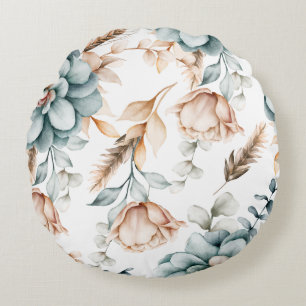 Schönes, nahtloses Blumenmuster mit Vintagem Rundes Kissen