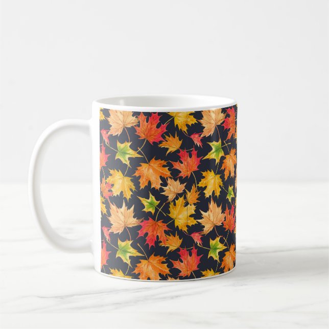 Schönes nahtloses Herbstmuster mit Aquarell  Kaffeetasse (Links)