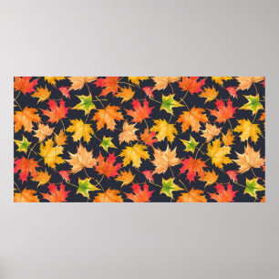 Schönes nahtloses Herbstmuster mit Aquarell Poster