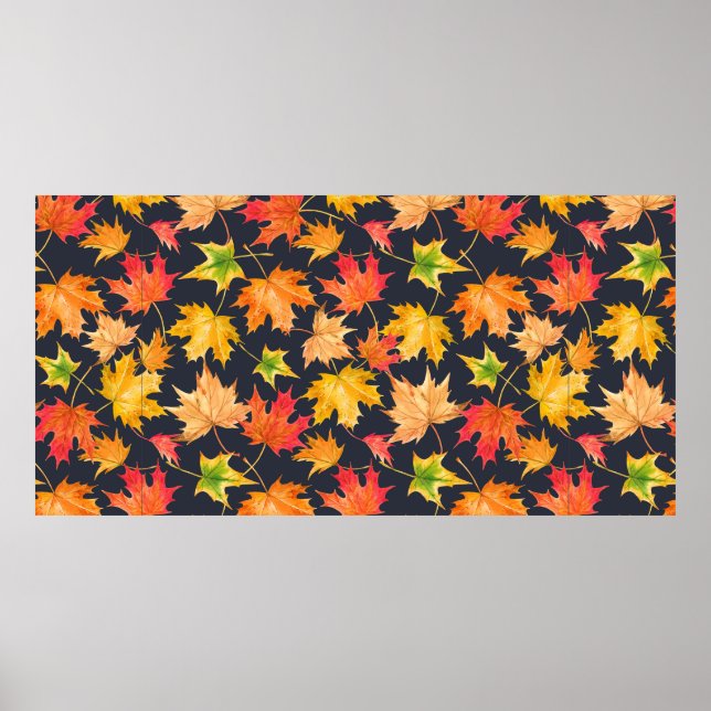 Schönes nahtloses Herbstmuster mit Aquarell Poster (Vorne)