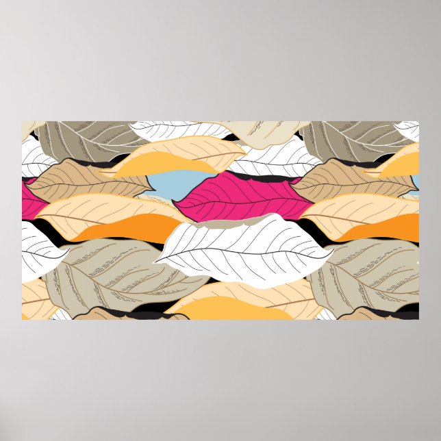 schönes nahtloses Herbstmuster mit farbigen verlie Poster (Vorne)