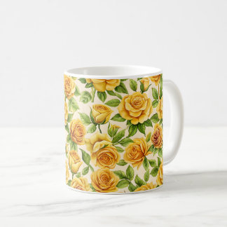 Schönes, nahtloses Muster gelber Rosen Kaffeetasse