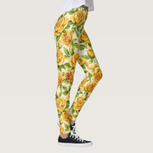 Schönes, nahtloses Muster gelber Rosen Leggings