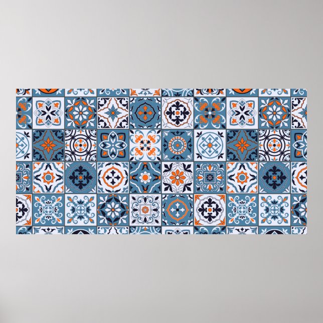 Schönes nahtloses Muster in modischer Farbe p Poster (Vorne)