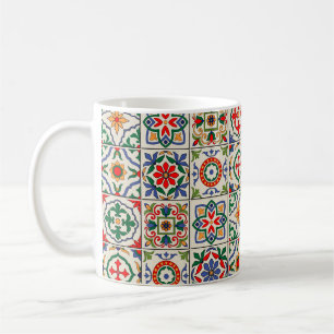 Schönes, nahtloses Muster weiß, farbenfroh marokka Kaffeetasse