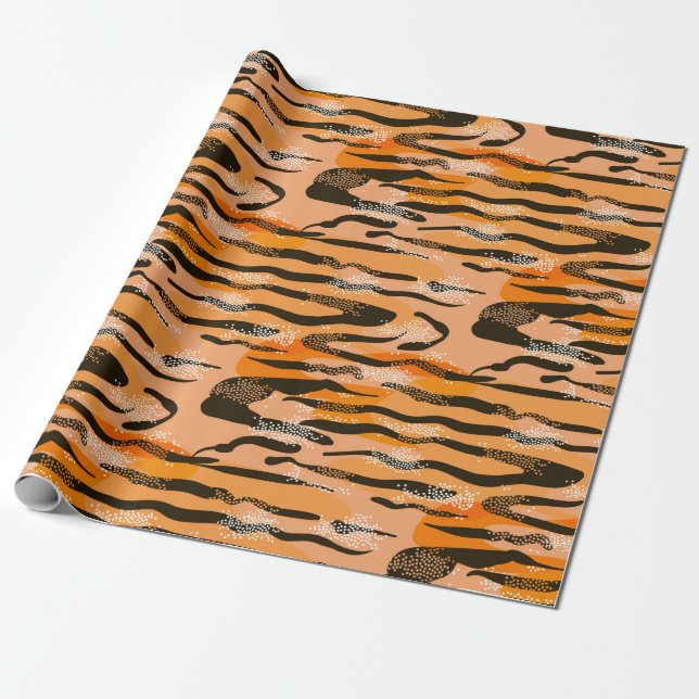 Schönes nahtloses Tigermuster, Pfirsichfarbe Geschenkpapier (Ungerollt)