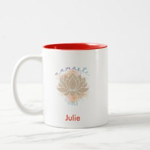 Schönes Namenswort und Lotus Design Zweifarbige Tasse