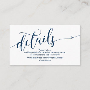 Schönes Navy Blau, Website für Hochzeiten Details Begleitkarte