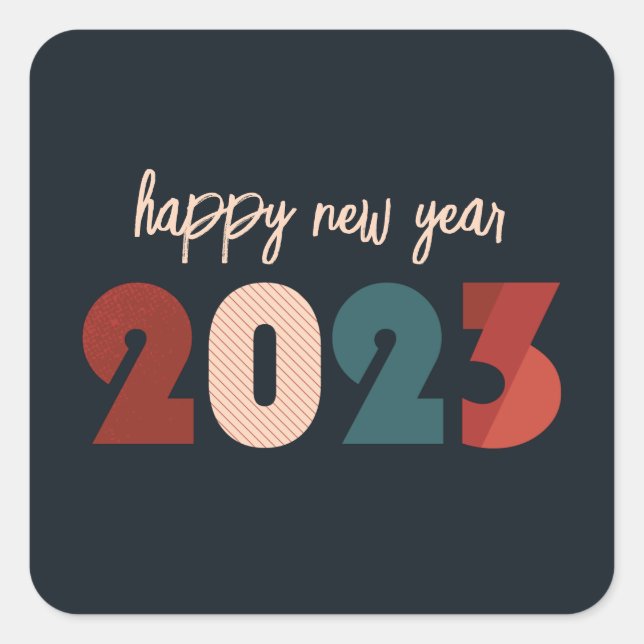 Schönes neues Jahr 2023 Urlaubsdesign Quadratischer Aufkleber (Vorderseite)