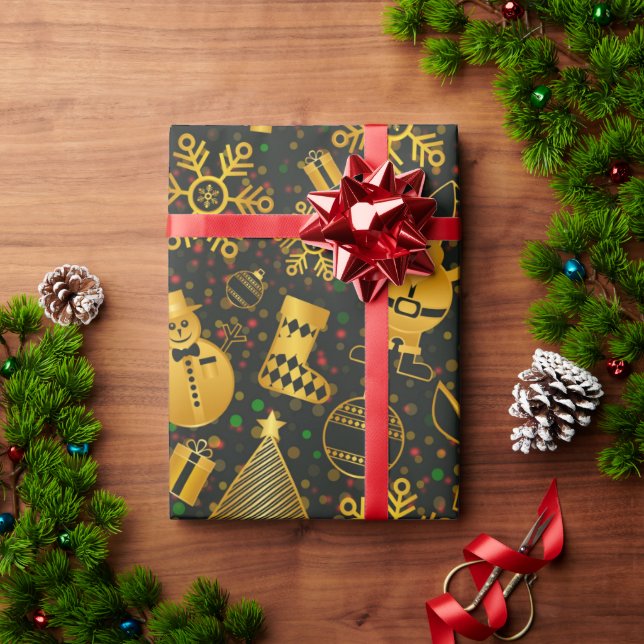 Schönes Neujahrsdesign, eine Schneemannstanne Geschenkpapier (Feiertagsgeschenk)