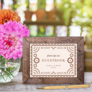 Schönes neutrales Papel Picado Wedding Gästebuchze Poster