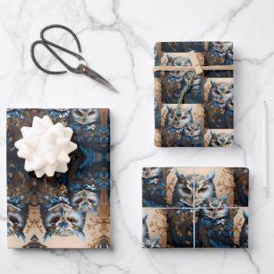 Schönes Niedliches Minimalistisches Owl Geschenkpapier Set