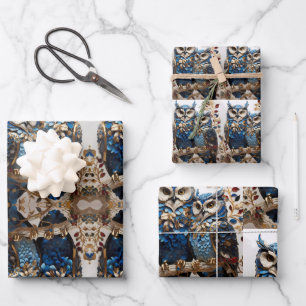 Schönes Niedliches Minimalistisches Owl Geschenkpapier Set