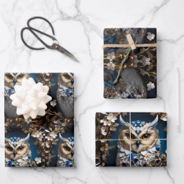 Schönes Niedliches Minimalistisches Owl Geschenkpapier Set