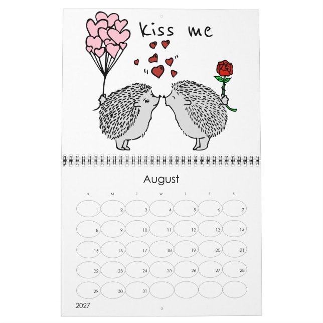 schönes niedliches Paar Igel Kalender (Aug 2027)