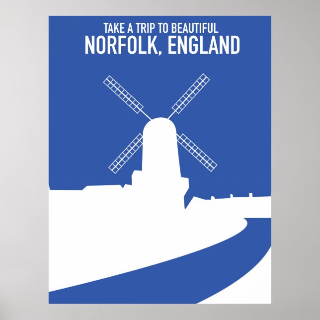 Schönes Norfolk Windmill Retro-Reiseplakat Poster (Vorne)
