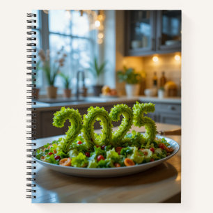 Schönes Notizbuch 2025 Uni mit grünem Salat