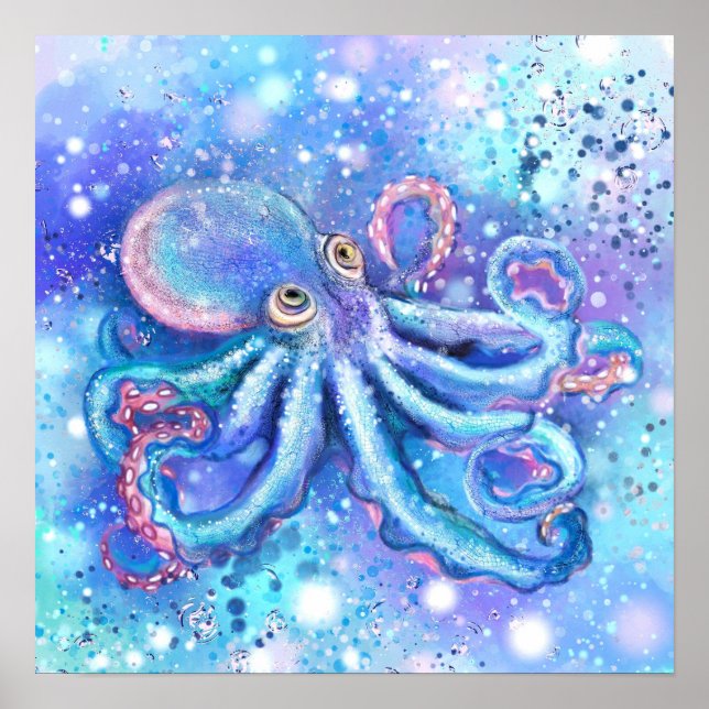 Schönes Oktopus Poster - Malerei (Vorne)